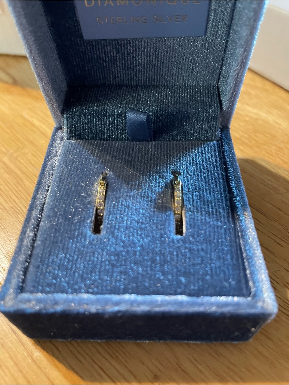 Diamonique Gold-Tone Bar Drop Earrings with Clear Stones